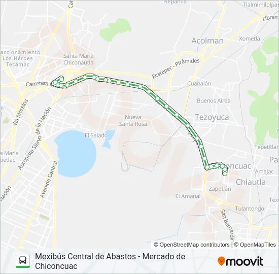 MEXIBÚS CENTRAL DE ABASTOS - MERCADO DE CHICONCUAC Bus Line Map