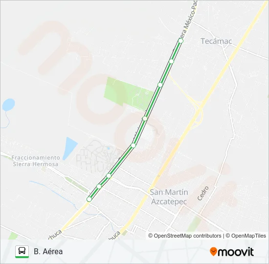 B. AÉREA - TECÁMAC CTRO. Bus Line Map