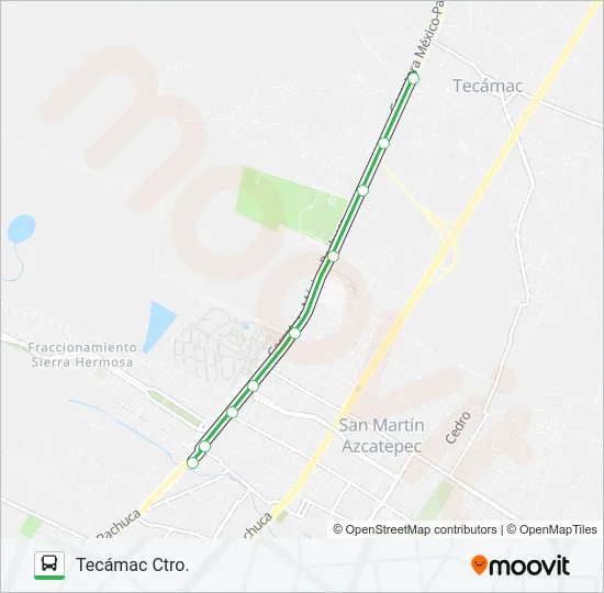 Mapa de B. AÉREA - TECÁMAC CTRO. de autobús