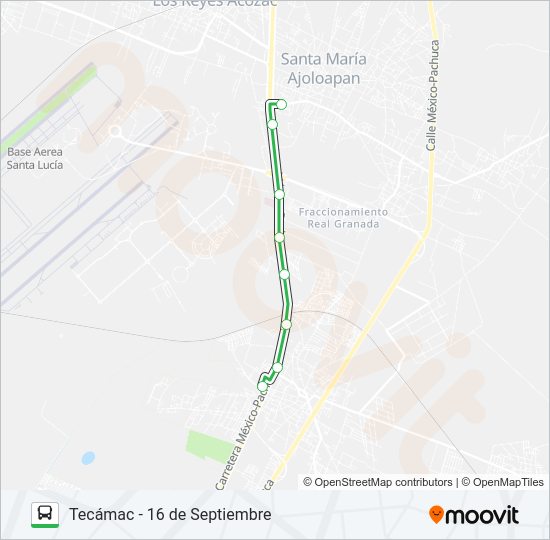 Mapa de TECÁMAC - 16 DE SEPTIEMBRE de autobús