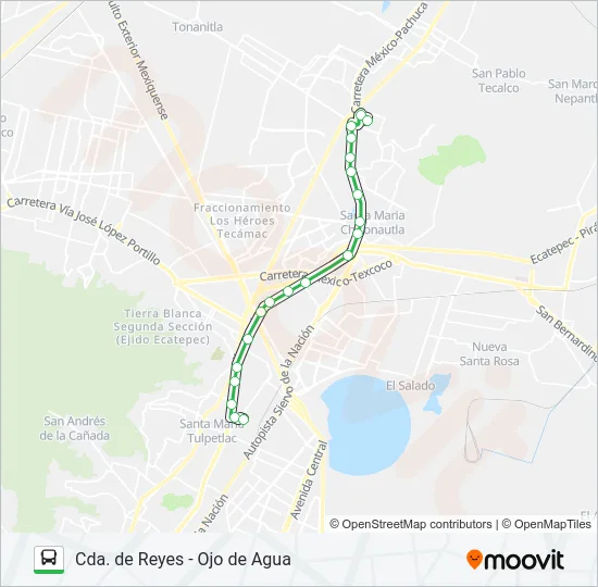 CDA. DE REYES - OJO DE AGUA Bus Line Map