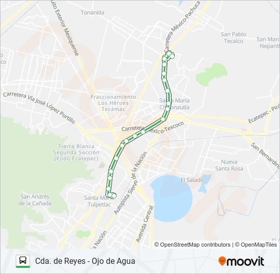 CDA. DE REYES - OJO DE AGUA bus Line Map