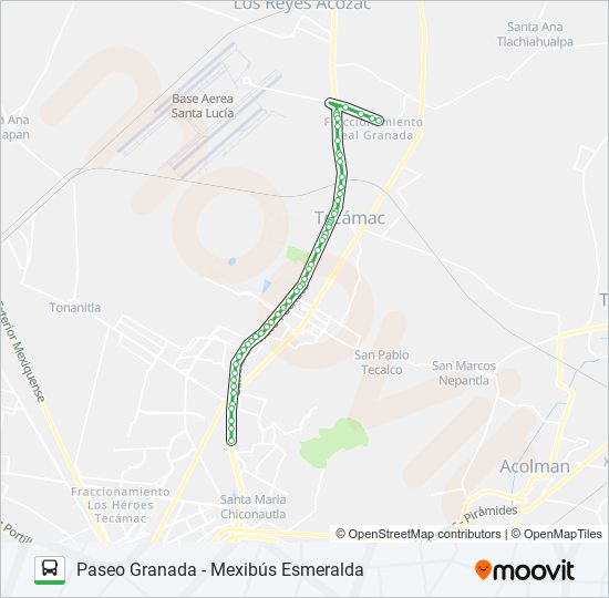 Mapa de PASEO GRANADA - MEXIBÚS ESMERALDA de autobús
