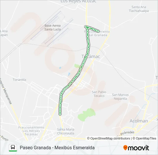 PASEO GRANADA - MEXIBÚS ESMERALDA Bus Line Map