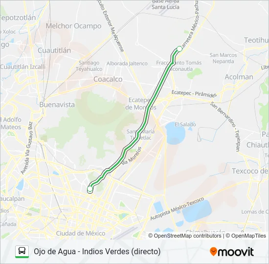 OJO DE AGUA - INDIOS VERDES (DIRECTO) Bus Line Map