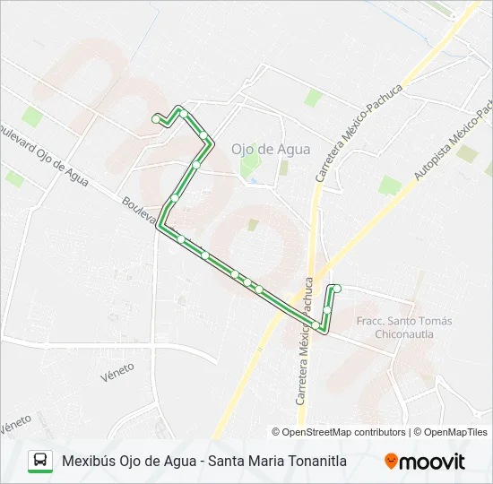 MEXIBÚS OJO DE AGUA - SANTA MARIA TONANITLA Bus Line Map