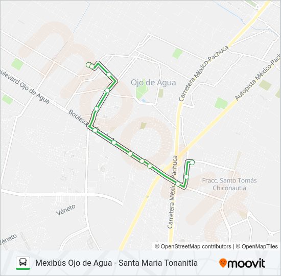 Mapa de MEXIBÚS OJO DE AGUA - SANTA MARIA TONANITLA de autobús