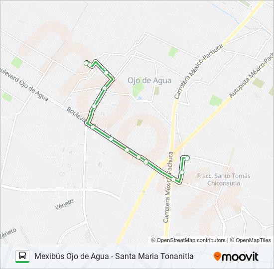 MEXIBÚS OJO DE AGUA - SANTA MARIA TONANITLA bus Line Map