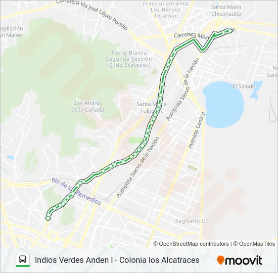 INDIOS VERDES ANDEN I - COLONIA LOS ALCATRACES Bus Line Map