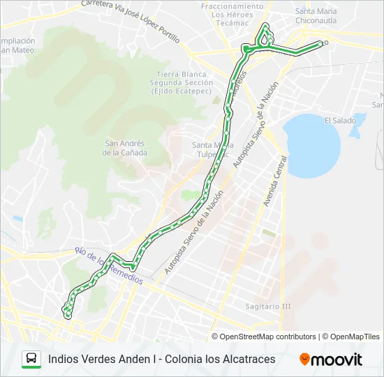 INDIOS VERDES ANDEN I - COLONIA LOS ALCATRACES Bus Line Map