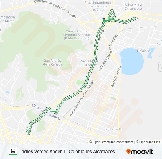 INDIOS VERDES ANDEN I - COLONIA LOS ALCATRACES bus Line Map