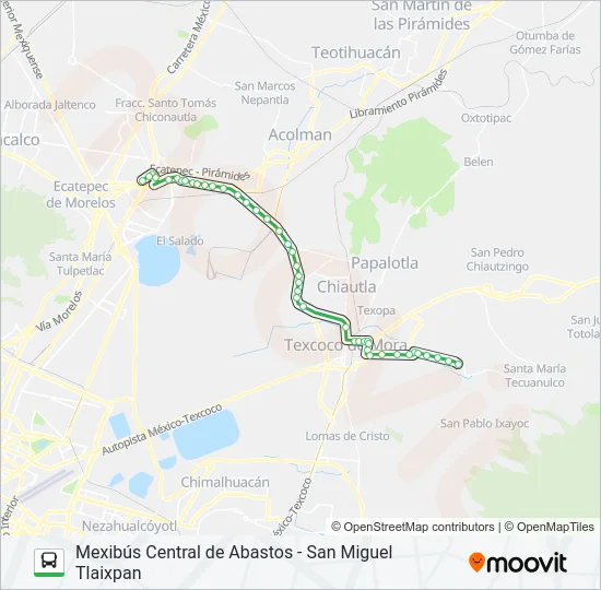 MEXIBÚS CENTRAL DE ABASTOS - SAN MIGUEL TLAIXPAN Bus Line Map
