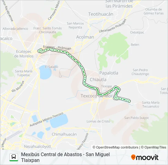 MEXIBÚS CENTRAL DE ABASTOS - SAN MIGUEL TLAIXPAN Bus Line Map