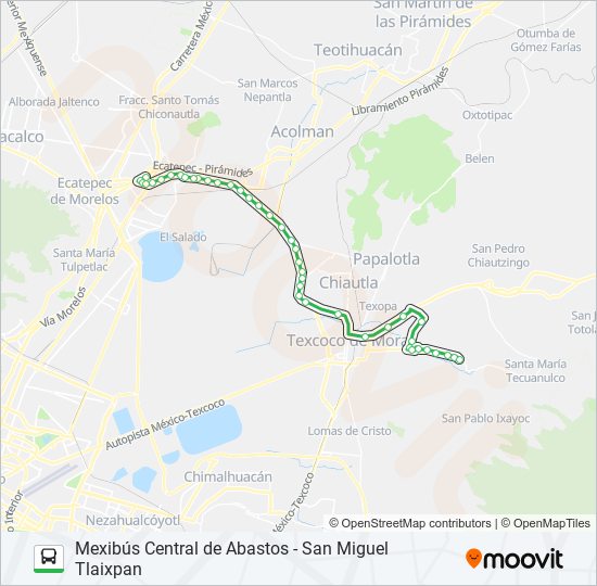 MEXIBÚS CENTRAL DE ABASTOS - SAN MIGUEL TLAIXPAN bus Line Map