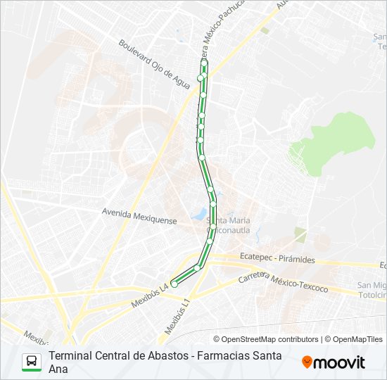 TERMINAL CENTRAL DE ABASTOS - FARMACIAS SANTA ANA bus Line Map