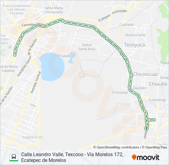 CALLE LEANDRO VALLE, TEXCOCO - VÍA MORELOS 172, ECATEPEC DE MORELOS bus Line Map