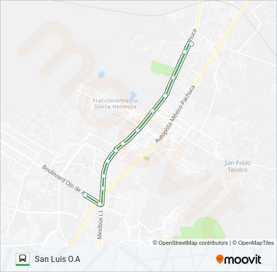 TECÁMAC - SAN LUIS O.A bus Line Map