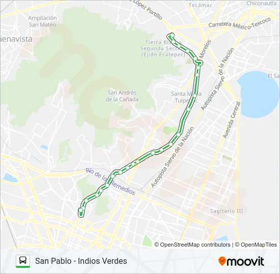 SAN PABLO - INDIOS VERDES Bus Line Map