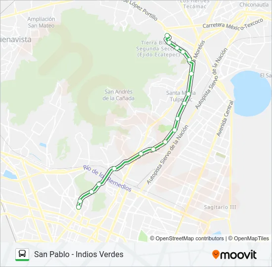 SAN PABLO - INDIOS VERDES Bus Line Map