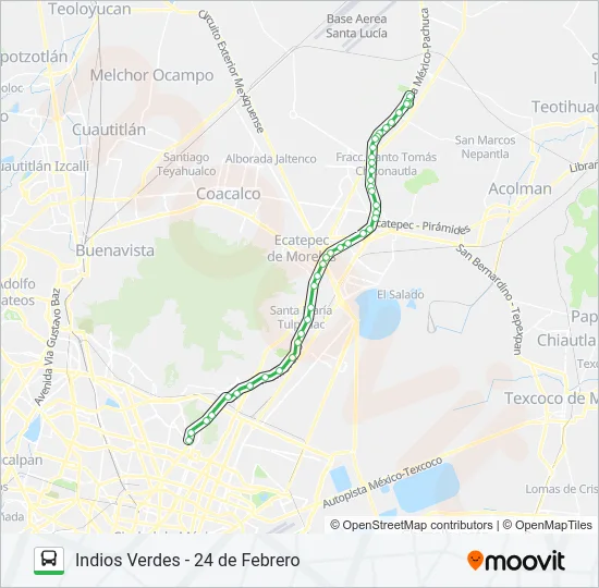 INDIOS VERDES - 24 DE FEBRERO Bus Line Map