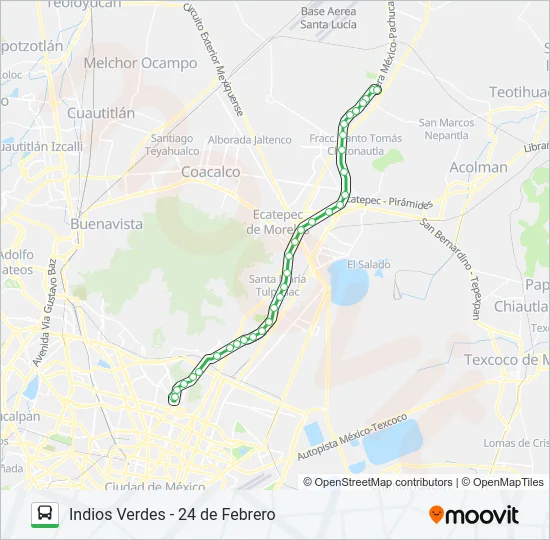 INDIOS VERDES - 24 DE FEBRERO Bus Line Map