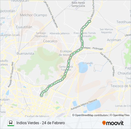 INDIOS VERDES - 24 DE FEBRERO bus Line Map