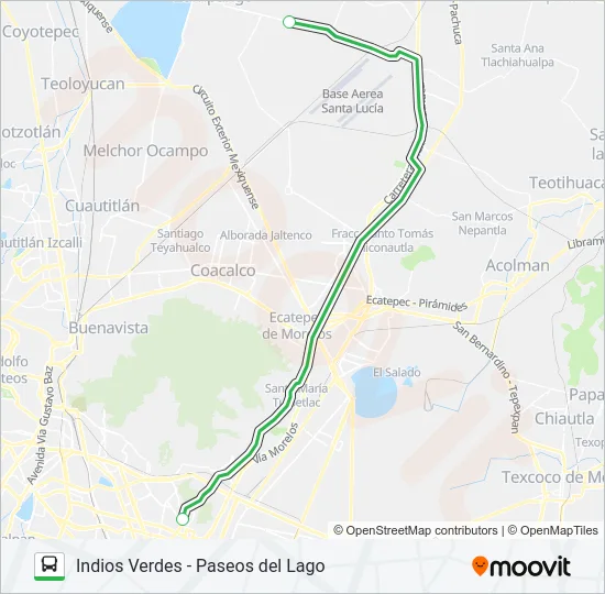 INDIOS VERDES - PASEOS DEL LAGO Bus Line Map