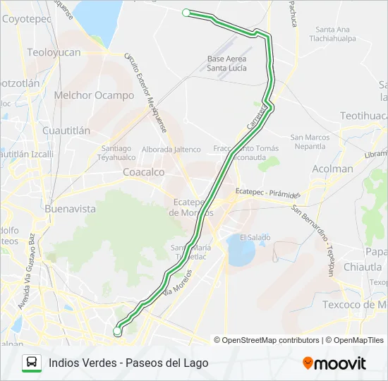 INDIOS VERDES - PASEOS DEL LAGO Bus Line Map