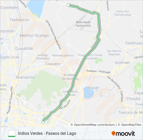 INDIOS VERDES - PASEOS DEL LAGO bus Line Map