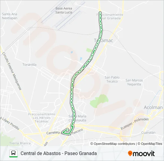 CENTRAL DE ABASTOS - PASEO GRANADA Bus Line Map