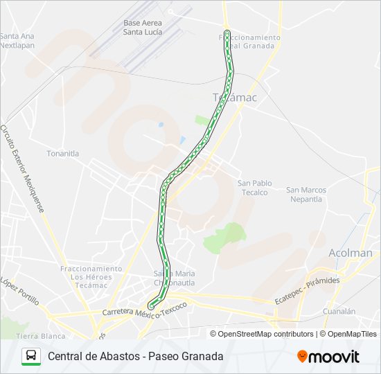 Mapa de CENTRAL DE ABASTOS - PASEO GRANADA de autobús