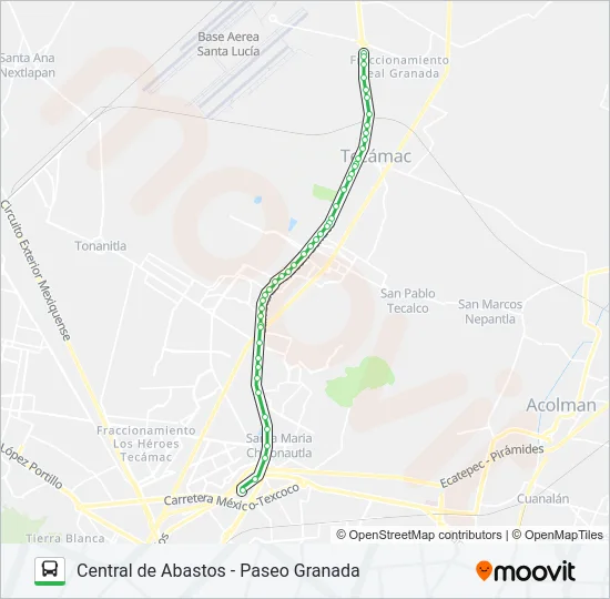 CENTRAL DE ABASTOS - PASEO GRANADA Bus Line Map