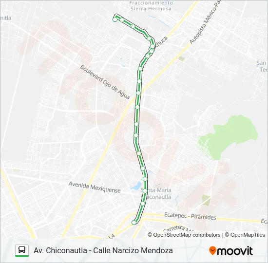 AV. CHICONAUTLA - CALLE NARCIZO MENDOZA Bus Line Map