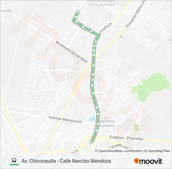 AV. CHICONAUTLA - CALLE NARCIZO MENDOZA Bus Line Map