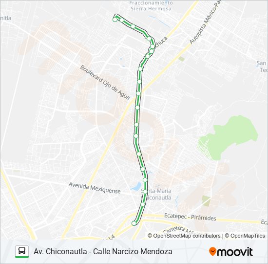 AV. CHICONAUTLA - CALLE NARCIZO MENDOZA bus Line Map