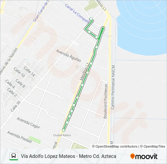 VÍA ADOLFO LÓPEZ MATEOS - METRO CD. AZTECA Bus Line Map