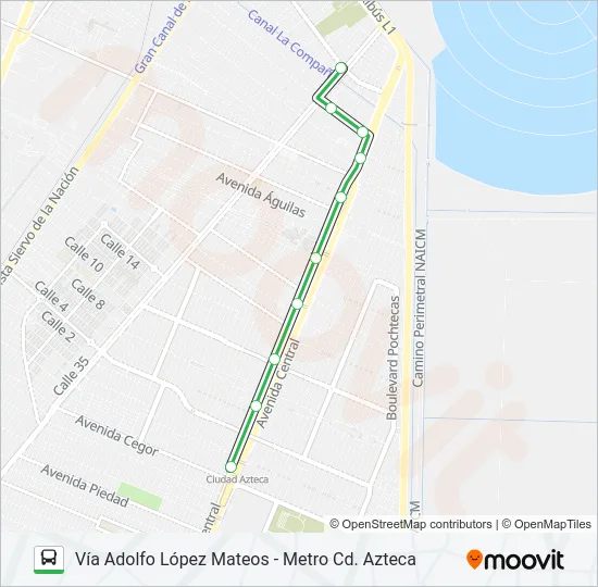 VÍA ADOLFO LÓPEZ MATEOS - METRO CD. AZTECA Bus Line Map