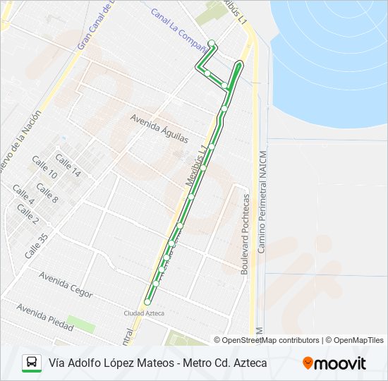 VÍA ADOLFO LÓPEZ MATEOS - METRO CD. AZTECA bus Line Map