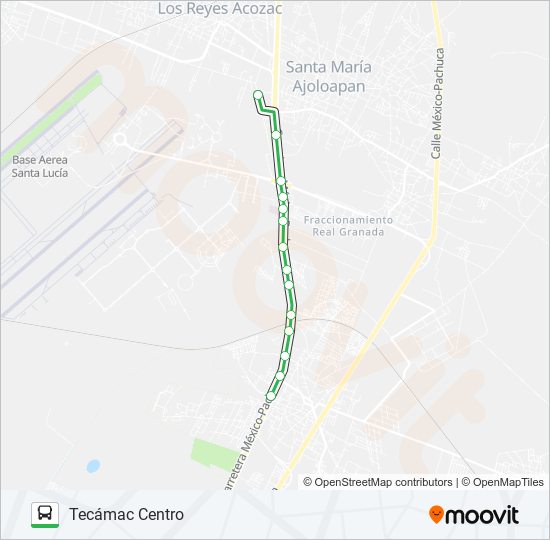 Mapa de TECÁMAC CENTRO - HUAMANISMO, MÉXICO, PACHUCA de autobús