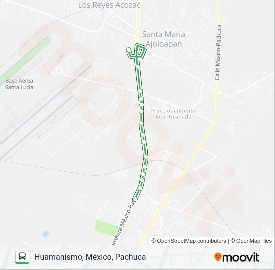 TECÁMAC CENTRO - HUAMANISMO, MÉXICO, PACHUCA Bus Line Map