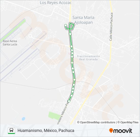 TECÁMAC CENTRO - HUAMANISMO, MÉXICO, PACHUCA bus Line Map