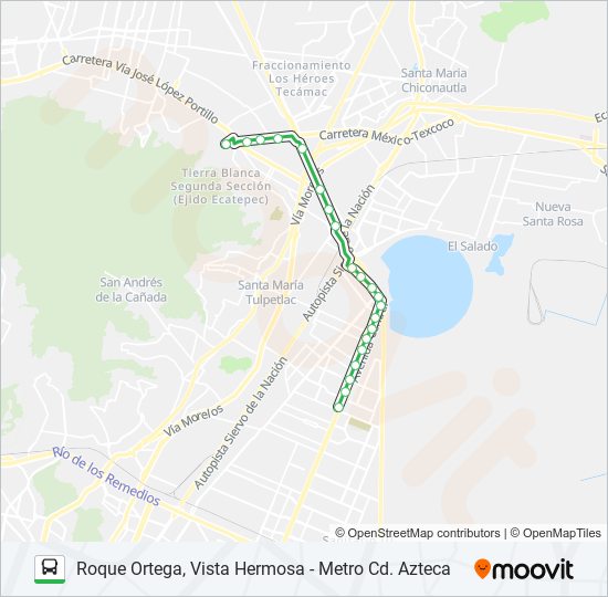 ROQUE ORTEGA, VISTA HERMOSA - METRO CD. AZTECA bus Line Map