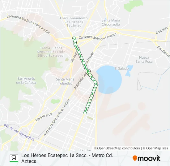 LOS HÉROES ECATEPEC 1A SECC. - METRO CD. AZTECA Bus Line Map