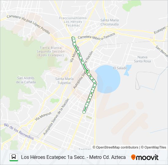 LOS HÉROES ECATEPEC 1A SECC. - METRO CD. AZTECA bus Line Map