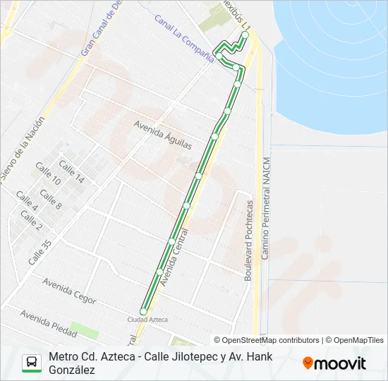 METRO CD. AZTECA - CALLE JILOTEPEC Y AV. HANK GONZÁLEZ Bus Line Map