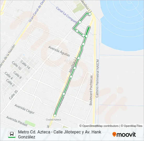 METRO CD. AZTECA - CALLE JILOTEPEC Y AV. HANK GONZÁLEZ Bus Line Map