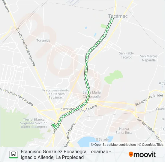 FRANCISCO GONZÁLEZ BOCANEGRA, TECÁMAC - IGNACIO ALLENDE, LA PROPIEDAD Bus Line Map