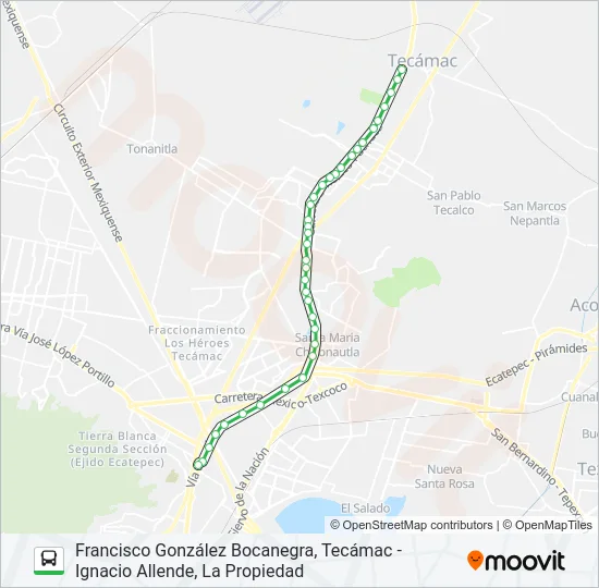 FRANCISCO GONZÁLEZ BOCANEGRA, TECÁMAC - IGNACIO ALLENDE, LA PROPIEDAD Bus Line Map