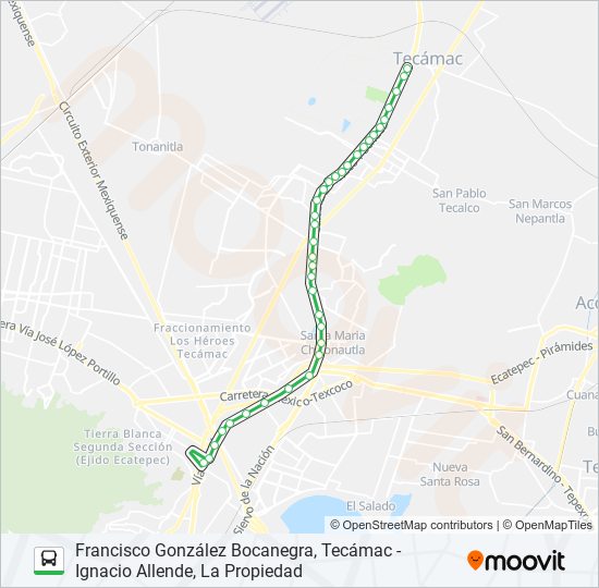 FRANCISCO GONZÁLEZ BOCANEGRA, TECÁMAC - IGNACIO ALLENDE, LA PROPIEDAD bus Line Map