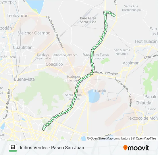 INDIOS VERDES - PASEO SAN JUAN Bus Line Map